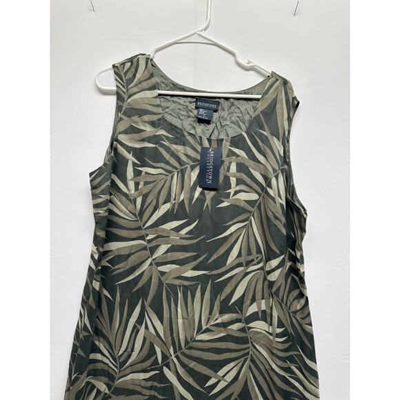 Bridgetown Collection 100% Silk Palm Leaf Maxi Dress XL - Picture 3 of 8